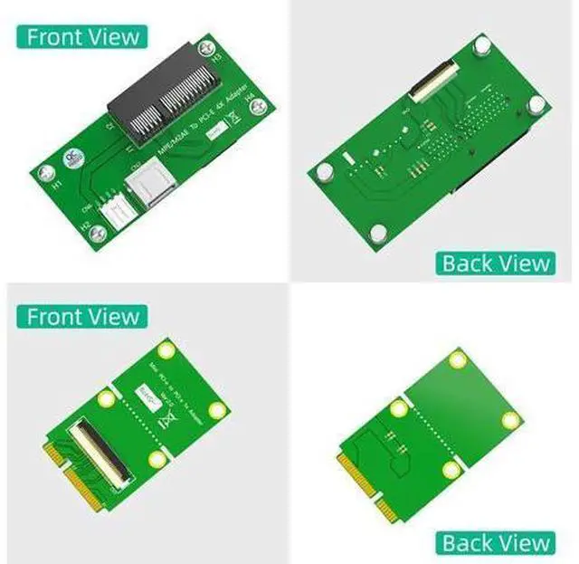 Alt view image 3 of 6 - Mini PCI-E to PCI Express X4 Slot + USB 2.0 Riser Board with FPC Extension Cable 4Pin Power Magnetic Pad Horizontal Installation