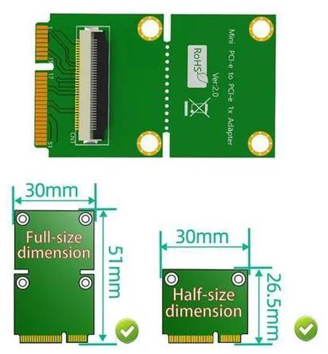 Alt view image 4 of 6 - Mini PCI-E to PCI Express X4 Slot + USB 2.0 Riser Board with FPC Extension Cable 4Pin Power Magnetic Pad Horizontal Installation