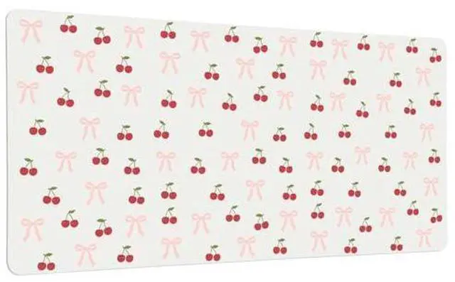 Main image of Idocolors Bow Cherry Desk Mat, Cute Extended Gaming Keyboard Mouse Pad, Large Office Desk Cover Mat Pad Deskmat, Non-Slip Leather Home Office Desk Mat Protector 31.5"15.7"