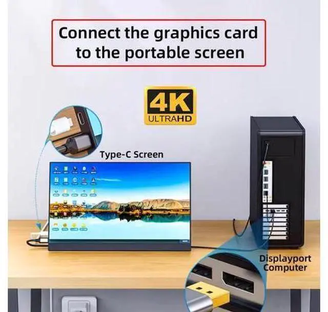 Alt view image 2 of 5 - chenyang Displayport to USB C Cable 4k@60hz with USB Power Supply Support Touch Display for Host Connected to Portable Screen/VR Glasses 6.56FT/2.0M