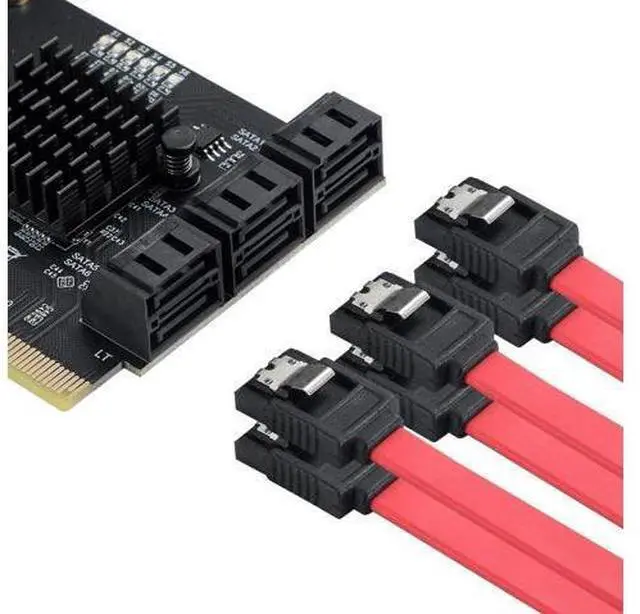Alt view image 5 of 5 - YABOANG SATA X4 Karte 6 Port Erweiterungskarte, PCIe to Controller Expansion Card, 6Gbps PCIe Card with 6 SATA Cables, ASM1166 6-Port-Chip, Integrated Adapter Converter for Desktop PC