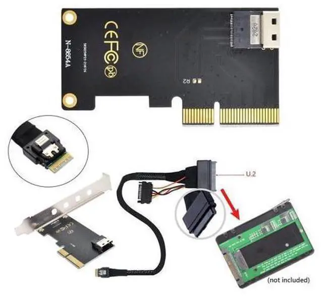 Alt view image 2 of 5 - chenyang PCIe 4.0 X4 to Slimline SAS SFF-8654 Adapter with SFF-8654 to SFF-8639 Cable for U.2 SFF-8639 NVME PCIe SSD