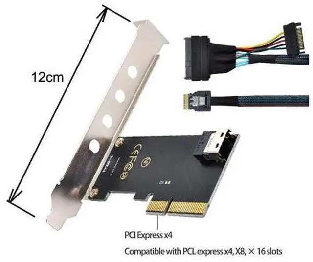 Alt view image 4 of 5 - chenyang PCIe 4.0 X4 to Slimline SAS SFF-8654 Adapter with SFF-8654 to SFF-8639 Cable for U.2 SFF-8639 NVME PCIe SSD