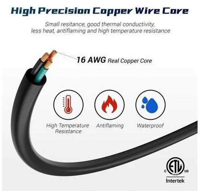 Alt view image 3 of 5 - 8 Inch Short Power Extension Cord 10Pack,90-Degree Low Profile Flat Plug 3-Prong Male to Female Heavy Duty Grounded Power Extension Cable Outlet Saver Socket Adapter, ETL Listed, 16AWG, SJTW 13A 1625W