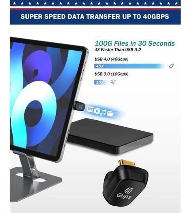 Alt view image 4 of 5 - ShineeKee 180 Degree USB C Adapter U Shape 40Gbps Data Transfer USB 4.0/Thunderbolt 4 Type C Male to Female Connector Extender for Mobile Phone, Switch, Steam Deck, Tablet, Laptop (12 Pack)