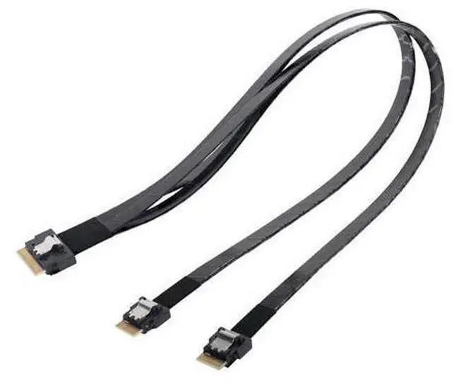 Alt view image 3 of 5 - CY Slimline Cable PCI-E Ultraport SAS Slim 4.0 SFF-8654 8i 74pin to Dual SFF-8654 4i 38Pin Cable 40cm PCI-Express