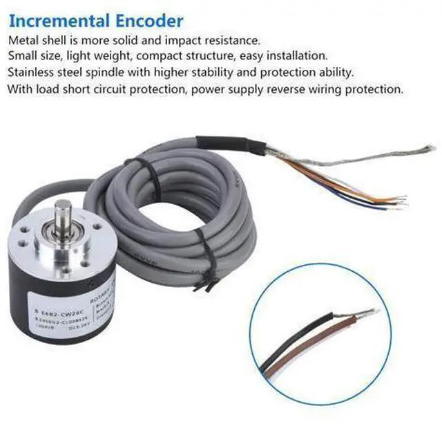 Alt view image 5 of 7 - Incremental Encoder, Outer Diameter 38mm Encoder Cable Length 2m ASIC Devices Anti- Interference for Power Supply Reverse Wiring Protection Conversion(100P/R)