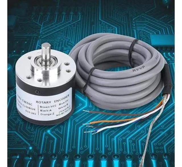 Alt view image 7 of 7 - Incremental Encoder, Outer Diameter 38mm Encoder Cable Length 2m ASIC Devices Anti- Interference for Power Supply Reverse Wiring Protection Conversion(100P/R)