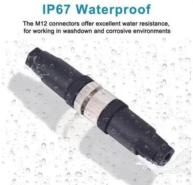 Alt view image 2 of 5 - Lonlonty M12 4 Pin Male & Female Socket Panel Aviation Wire Connector,12mm Industrial Circular Connector,Outdoor Waterproof IP67,4 Sets