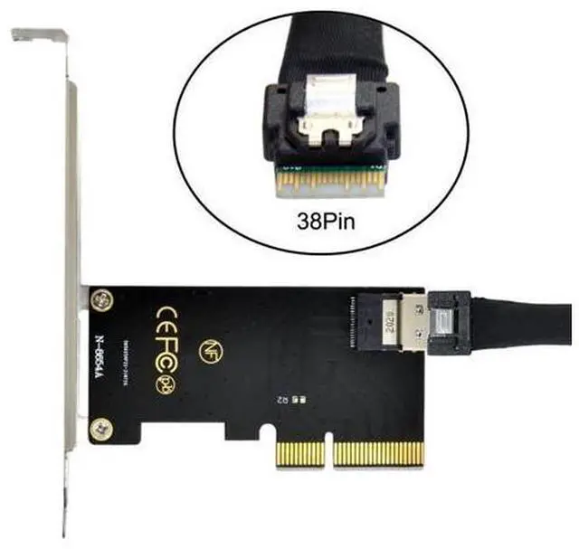 Alt view image 5 of 5 - chenyang PCIe 4.0 X4 to Slimline SAS SFF-8654 Adapter with SFF-8654 to SFF-8639 Cable for U.2 SFF-8639 NVME PCIe SSD