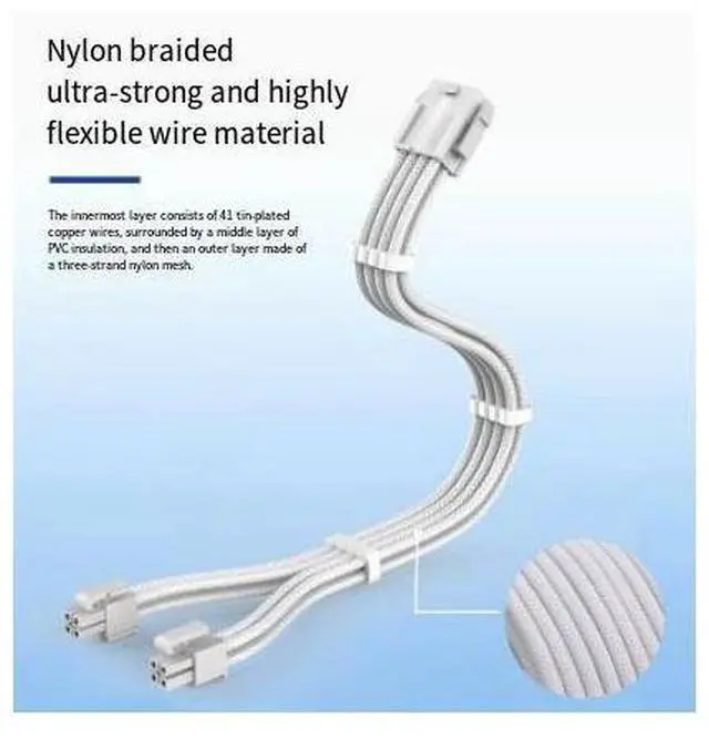 Alt view image 3 of 7 - Computer accessory CPU 8P exteon cable nylon braided wire adapter cable factory wholesale orange