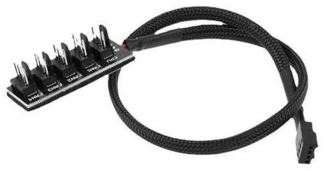 Main image of Computer case fan hub - $5 per unit (PWM fan hub with nylon mesh, 4-pin temperature control, can support up to 5 fans) - 40cm long