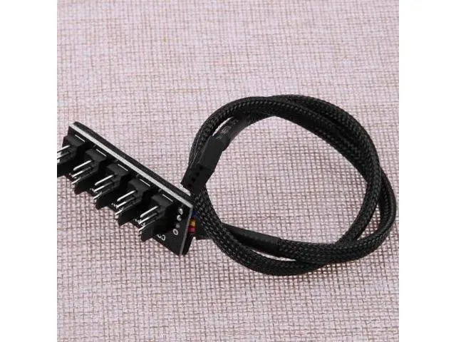 Alt view image 2 of 5 - Computer case fan hub - $5 per unit (PWM fan hub with nylon mesh, 4-pin temperature control, can support up to 5 fans) - 40cm long
