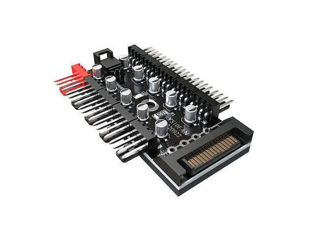 Alt view image 4 of 5 - Motherboard 4-pin connector divided into 10 PWM hubs FAN HUB case fan hub computer temperature control speed control board