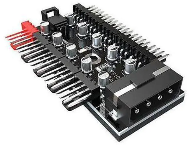 Alt view image 5 of 5 - Motherboard 4-pin connector divided into 10 PWM hubs FAN HUB case fan hub computer temperature control speed control board