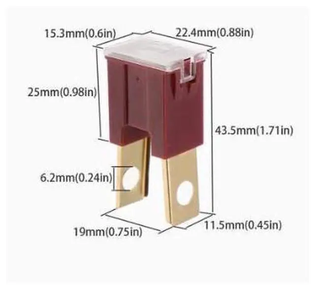 Alt view image 2 of 4 - Square external plug-in long fuse for cars, flat plug-in large male and large female fuse clips, 20-120A 100A