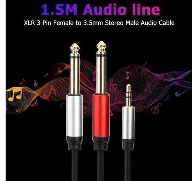 Alt view image 2 of 4 - 1.8m 3.5mm To Double 6.35mm TRS Cable Aluminum Housing 3.5mm TRS To 6.35mm TS Adapter Audio Stereo Cable for Home Stereo System