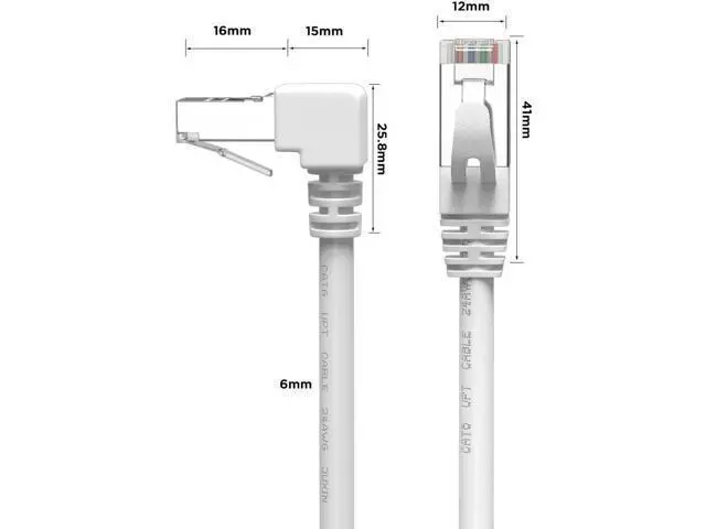 Alt view image 7 of 7 - 90 Degree CAT6 Ethernet Cable Right Angle Upward Angled White 3ft,RJ45 LAN Gigabit Network Cord Cat 6 90 Degree Adapter,Bandwidth up to 250MHz 1Gbps