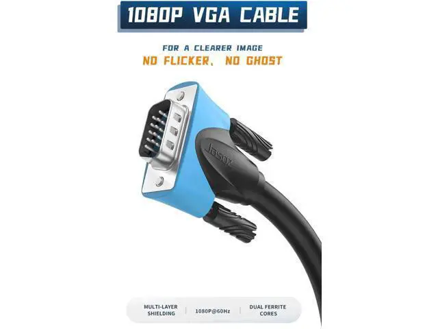 Alt view image 2 of 7 - 3FT/6FT/10FT/15FT/30FT VGA Cable VGA Male to Male Cable 1920x1200 Cable 15 Pin Cord Wire Braided Shielding for Computer Monitor Projector VGA Cable ideal for Gaming Office (15 ft) . 3 Feet
