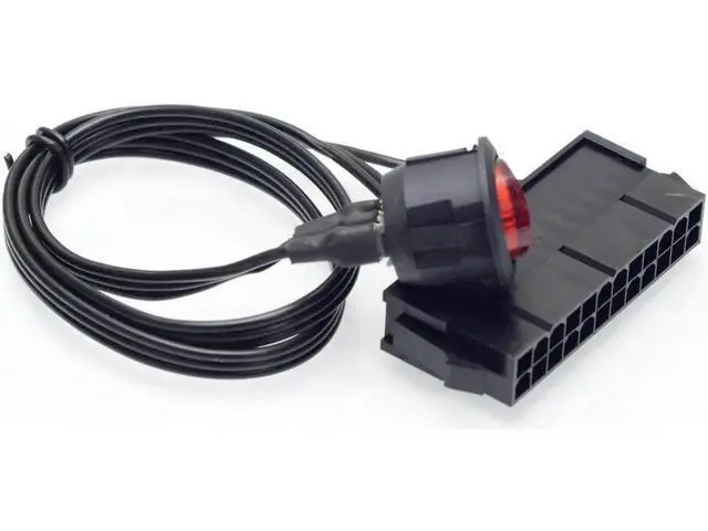 Alt view image 2 of 3 - ATX/EPS 24pin Power supply Jump Start cable with ON / OFF button switch Mining Power adapter reset switch lines