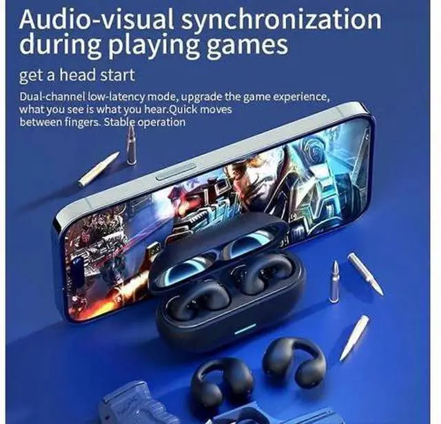 Alt view image 3 of 5 - Wireless Bone Conduction Headphones, Open-Ear Waterproof for Workouts, Hiking, Driving - Black