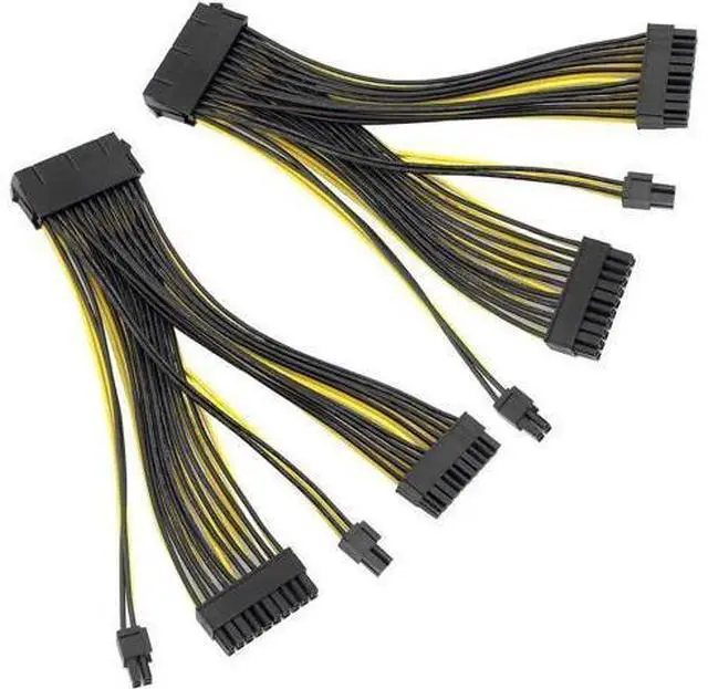 Main image of 24P 20+4 Pin Dual PSU Power Supply Cable,18AWG ATX Motherboard Mainboard Adapter Connector Cable Mining Exteon Cable - 20cm (2 Pcs)