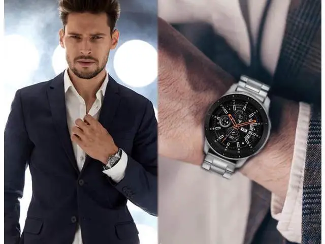 Alt view image 2 of 7 - Werleo Stainless Steel Metal Band Bracelet Strap Compatible with Samsung Galaxy Watch 42mm / Ticwatch E / Galaxy Watch Active 40mm / Gear S2 Classic