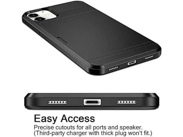 Alt view image 4 of 6 - Vofolen Case for iPhone 11 Case Wallet Credit Card Holder ID Slot Sliding Door Hidden Pocket Anti-Scratch Dual Layer Hybrid Bumper Armor Protective Hard Shell Back Cover for iPhone 11 6.1 Black