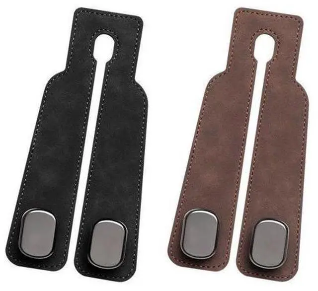 Main image of Car seat back straps, in-car multi-functional hidden suede-covered universal hooks, vehicle rear seat storage small hooks Grey:Two hooks two pieces assembled