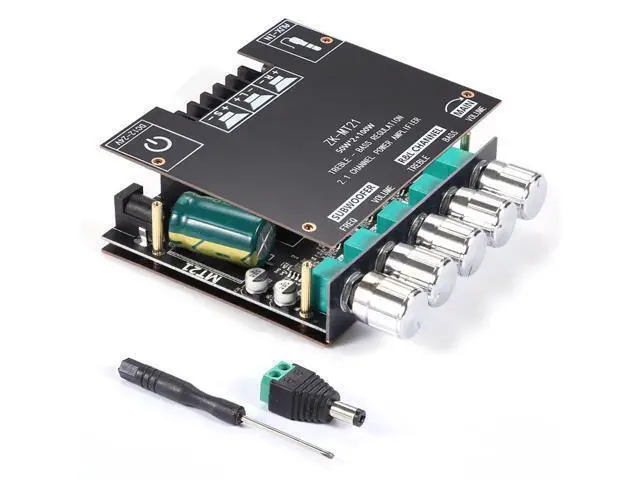 Alt view image 4 of 5 - ZK-MT21 2.1-channel Bluetooth digital power amplifier module - bass and treble adjustable subwoofer - neutral tone - no logo