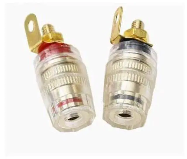 Alt view image 2 of 4 - Gold-plated M4 copper transparent crystal power amplifier speaker speaker cabinet wiring terminal connector banana plug socket