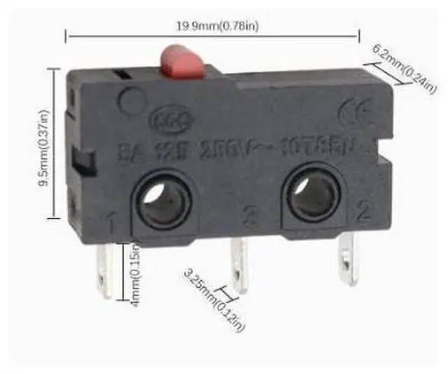Alt view image 2 of 2 - Travel limit switch contact button button KW11-3Z KW12 push-button switch small straight handle three-legged 5A 250V KW11-3Z-A-1 Handleless 3-pronged