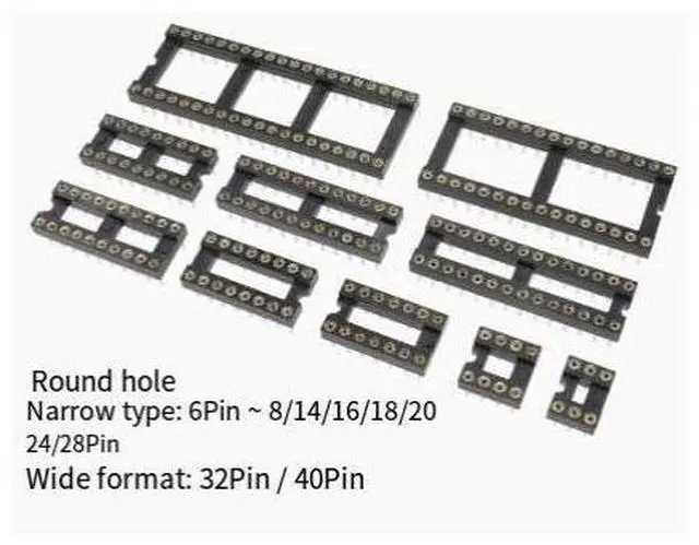 Alt view image 3 of 7 - IC socket integrated circuit single-chip microcontroller through-hole DIP chip round-hole base sub-assembly 6 8 14 16 20 28 40 pins DIP-32P round-hole wide-body