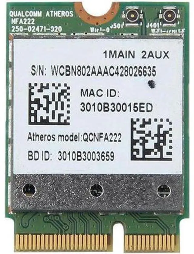 Alt view image 3 of 5 - Atheros QCNFA222 2.4GHz/5GHz 802.11ABGN 300Mbps Bluetooth 4.0 NGFF WiFi Card