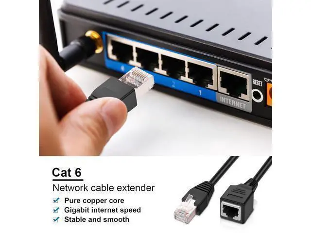 Alt view image 4 of 7 - iGreely Ethernet Exteon Cable 2Pack Ethernet LAN Male to Female Network Cable RJ45 Cat6 Exteon Patch Cable Extender Cord 1FT/30CM CAT6