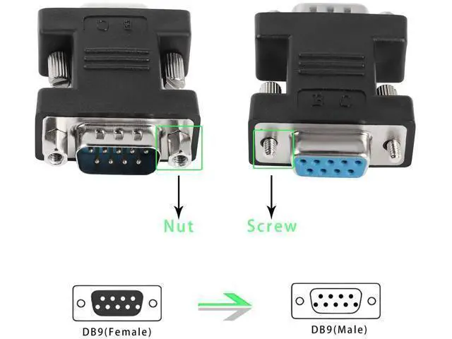 Alt view image 2 of 6 - RS232 DB9 Female to Male Extender Connector Adapter DB 9 Pin Serial Converter, for Serial Communication Interface Devices, Black