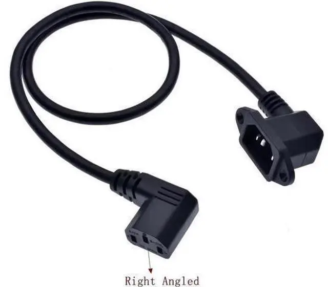 Main image of IEC320 C14 with screw holes Right Angled and C13 Right Angled, C14 to C13 Exteon cord, 60cm, SVT 3X18AWG(Right Angled)