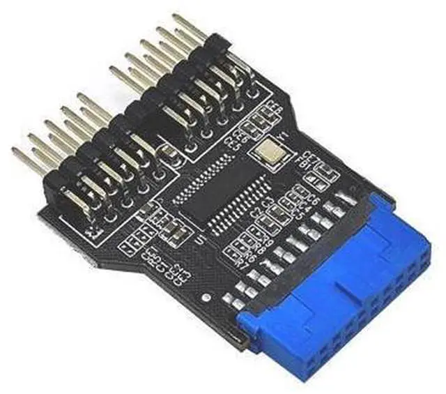 Alt view image 2 of 5 - Motherboard USB 2.0 9PIN 19-pin to dual 9PIN interface 9-pin to dual 9-pin one-to-two expaon Hub One piece two - with SATA power cable