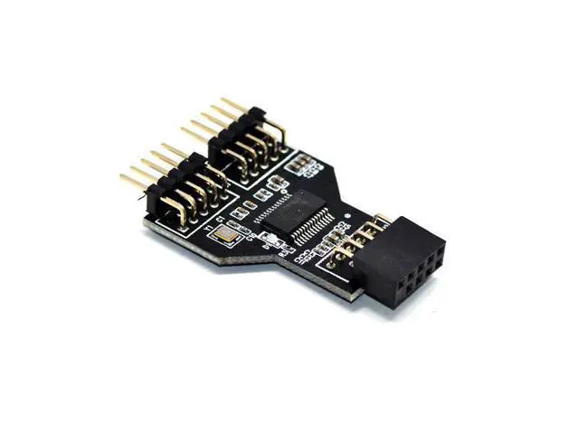 Alt view image 3 of 5 - Motherboard USB 2.0 9PIN 19-pin to dual 9PIN interface 9-pin to dual 9-pin one-to-two expaon Hub One piece two - with SATA power cable