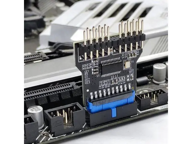 Alt view image 5 of 5 - Motherboard USB 2.0 9PIN 19-pin to dual 9PIN interface 9-pin to dual 9-pin one-to-two expaon Hub One piece two - with SATA power cable