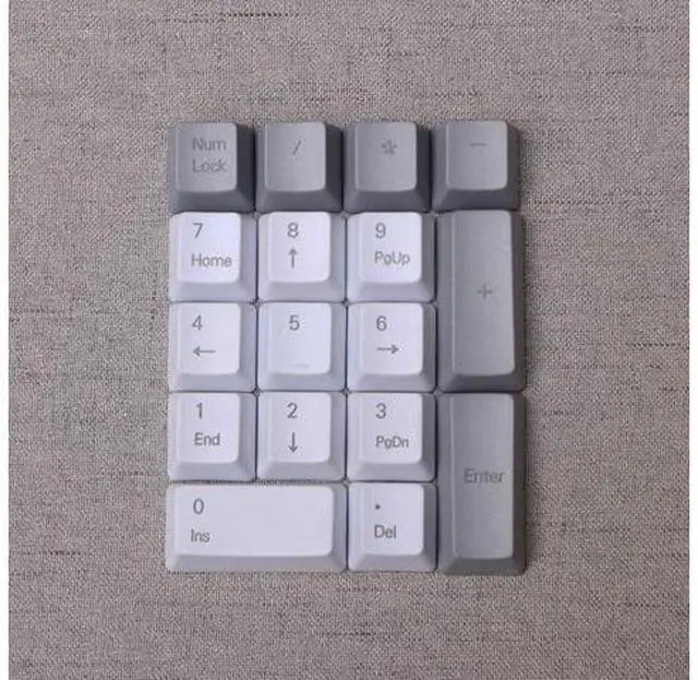 Main image of 17 Keys Numeric Keypad PBT Dyeing Sublimation Numpad Keycaps OEM for Cherry MX Gaming Mechanical Keyboard (Top Printed-White Gray)