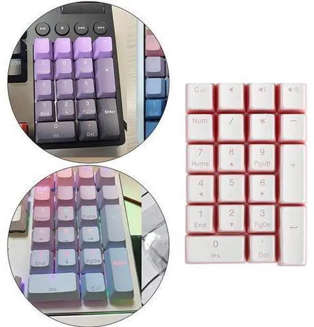 Alt view image 2 of 6 - Kesoto Mechanical Gaming Keyboard Numeric Keycaps, PBT Keycaps, Dustproof Waterproof Anti-Slip Home Custom Keycaps for Numeric Keypad - Pink, 21Key for OEM