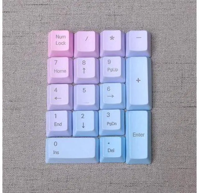 Main image of 17 Keys Numeric Keypad PBT Dyeing Sublimation Numpad Keycaps OEM for Cherry MX Gaming Mechanical Keyboard (Top Printed-Blue Pink Gradient)