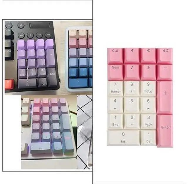 Alt view image 4 of 6 - Kesoto Mechanical Gaming Keyboard Numeric Keycaps, PBT Keycaps, Dustproof Waterproof Anti-Slip Home Custom Keycaps for Numeric Keypad - Pink White, 21Key for Cherry