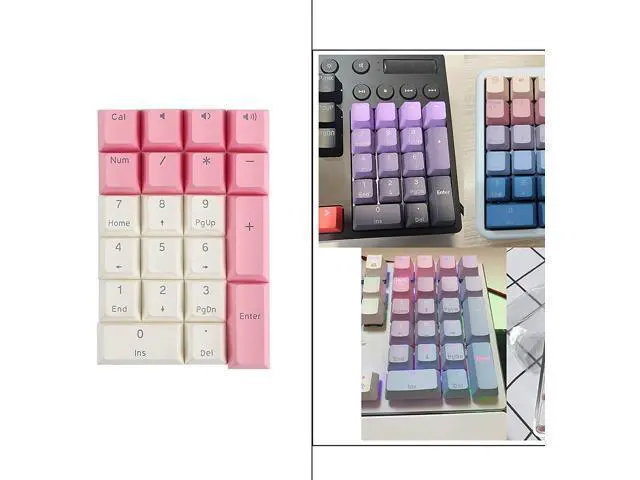 Alt view image 5 of 6 - Kesoto Mechanical Gaming Keyboard Numeric Keycaps, PBT Keycaps, Dustproof Waterproof Anti-Slip Home Custom Keycaps for Numeric Keypad - Pink White, 21Key for Cherry
