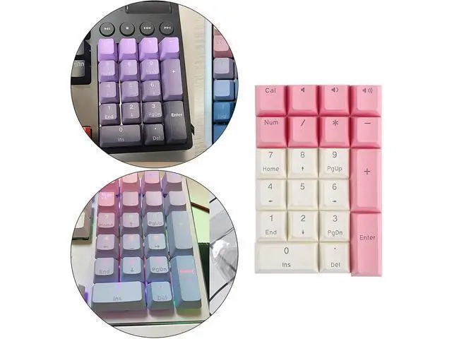 Alt view image 2 of 6 - Kesoto Mechanical Gaming Keyboard Numeric Keycaps, PBT Keycaps, Dustproof Waterproof Anti-Slip Home Custom Keycaps for Numeric Keypad - Pink White, 21Key for Cherry