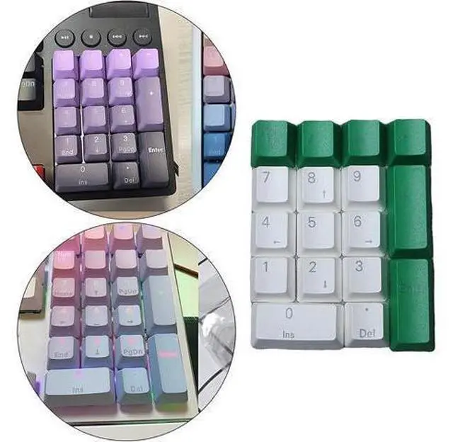 Alt view image 2 of 6 - Kesoto Mechanical Gaming Keyboard Numeric Keycaps, PBT Keycaps, Dustproof Waterproof Anti-Slip Home Custom Keycaps for Numeric Keypad - Green White, 17Key for OEM