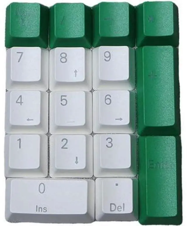 Main image of Kesoto Mechanical Gaming Keyboard Numeric Keycaps, PBT Keycaps, Dustproof Waterproof Anti-Slip Home Custom Keycaps for Numeric Keypad - Green White, 17Key for OEM