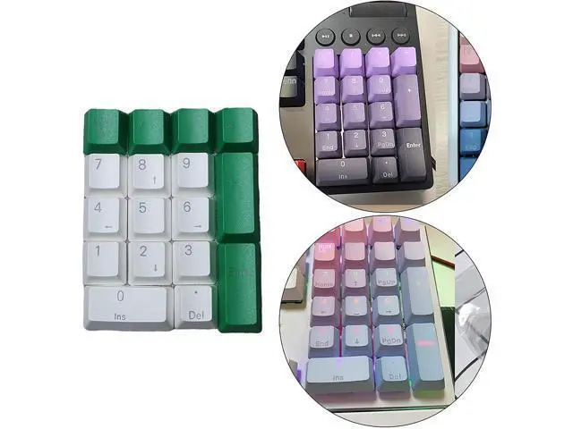 Alt view image 3 of 6 - Kesoto Mechanical Gaming Keyboard Numeric Keycaps, PBT Keycaps, Dustproof Waterproof Anti-Slip Home Custom Keycaps for Numeric Keypad - Green White, 17Key for OEM