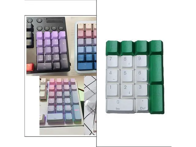 Alt view image 4 of 6 - Kesoto Mechanical Gaming Keyboard Numeric Keycaps, PBT Keycaps, Dustproof Waterproof Anti-Slip Home Custom Keycaps for Numeric Keypad - Green White, 17Key for OEM